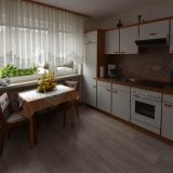 Wohnküche mit Einbauküche und Mikrowelle